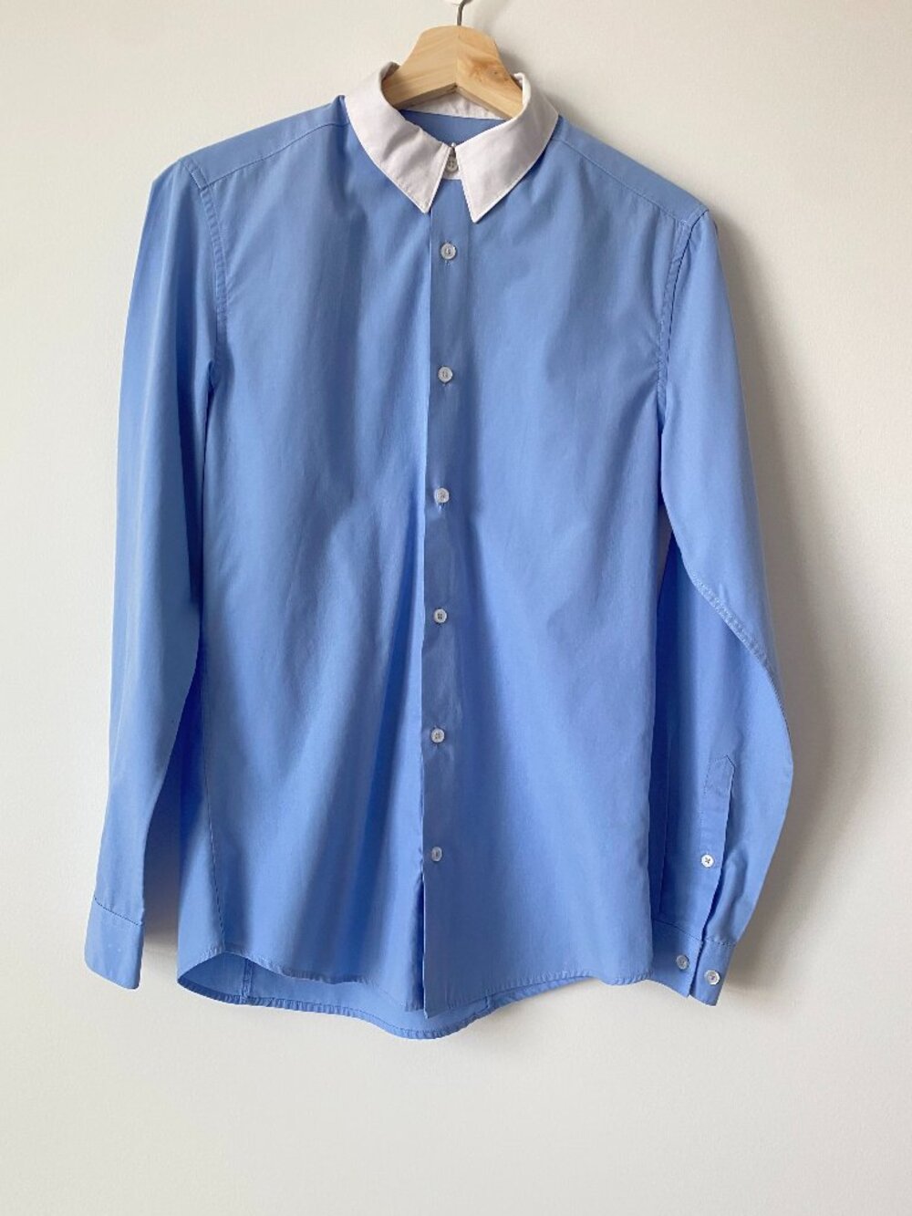 H&M Mens Slim Fit Easy Iron Long Sleeve Button Shirt S Blu